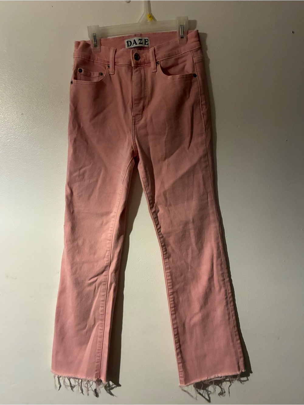 DAZE Pink Frayed Hem Straight Leg Jeans Size 24